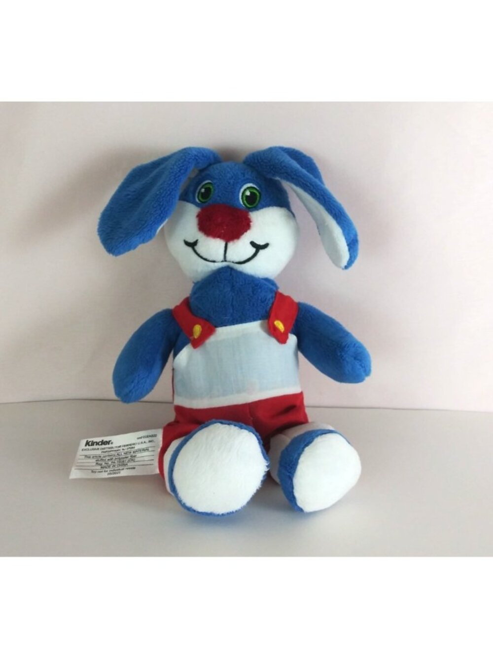 Kinder Blue Bunny Rabbit Wearing Overalls Mascot 10" Plush